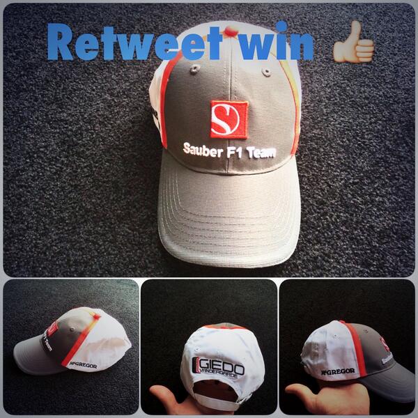 TomCoronel's tweet photo. Retweet if you want ...Today at #AWLive @GvanderGarde gave me this #F1Sauber cap. So RT and deside tomorrow who won 😜 http://t.co/hR7vEk8YQO