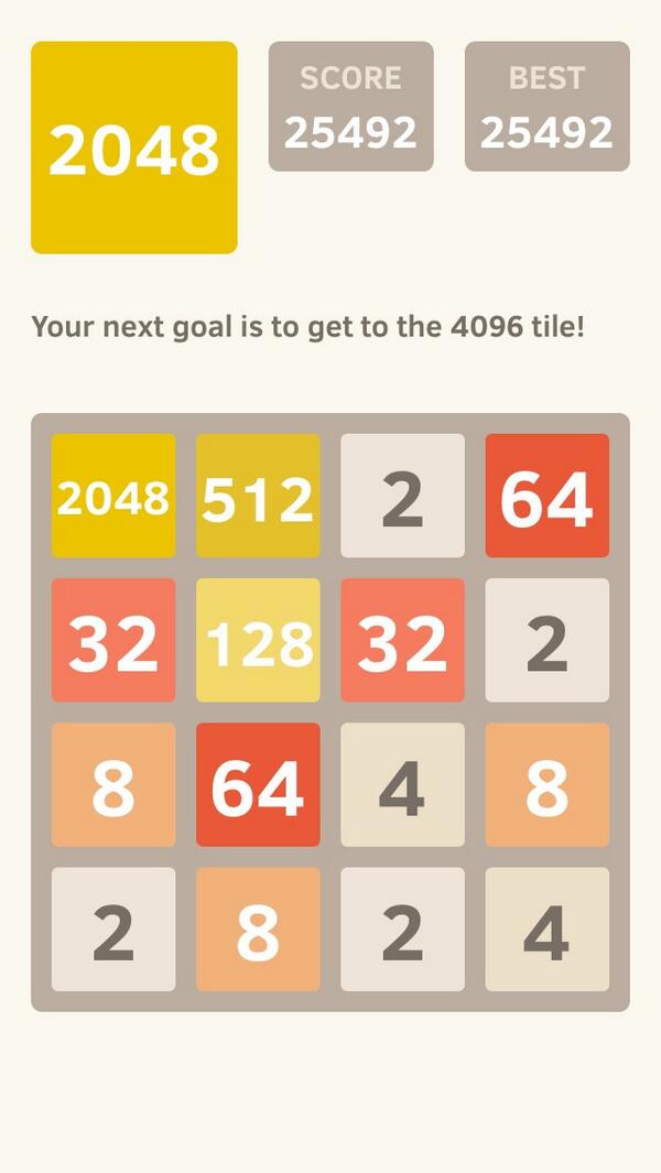 I scored 25492 points at 2048, a game where you join numbers to score high! <a href="/2048_game/">2048</a> itunes.apple.com/app/2048/id840…