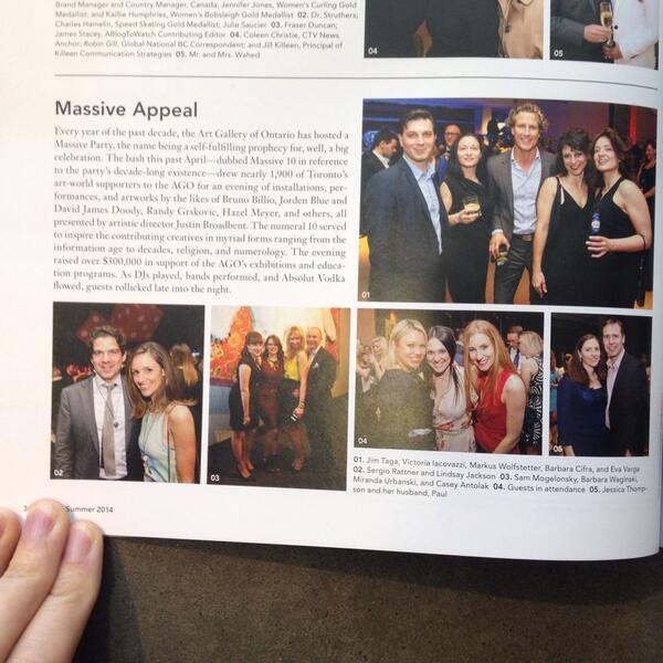 In <a href="/NUVOmag/">NUVO Magazine</a> with the lovely <a href="/Mirandart/">Miranda Urbanski</a> at <a href="/agotoronto/">Art Gallery of Ontario</a> Massive Party. A Monday surprise!