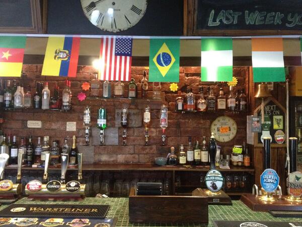 Getting ready for the World Cup down at the Cellar Bar!