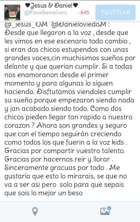 FansGemeliiers's tweet photo. @DanieloviedoM @_jesus_OM  SOLO PARA QUE LO SEPAIS OS QUIERO http://t.co/5x6br6cPjR