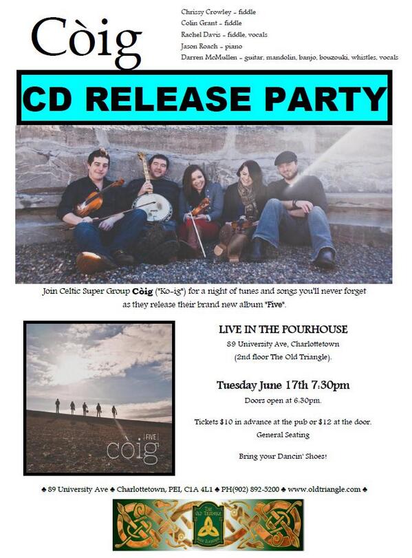 @CoigMusic CD release next week. Get your tickets yet? Gonna be unreal! @EastCoastMusic <a href="/ColinsFiddle/">Colin Grant</a> <a href="/livechtown/">Live Charlottetown</a>