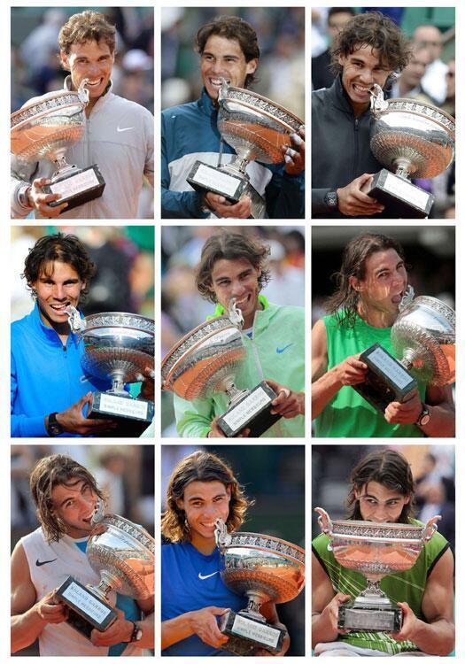 _24_adryeli's tweet photo. Los 9 "mordiscos" de Rafa Nadal a Roland Garros http://t.co/u8BagiyvJL"