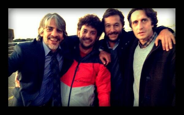 Mis compañeros en la película "Papeles... Pablo Echarri(Mauricio) Pablo Rago(Ruso) Diego Pereti(Fernando) y yo (Mono)
