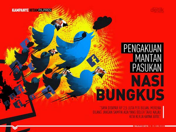detikcom's tweet photo. "Pasukan Nasi Bungkus" adalah istilah untuk laskar cyber bayaran http://t.co/WqGSSYCVoz | @majalah_detik http://t.co/xlqY738Ecd