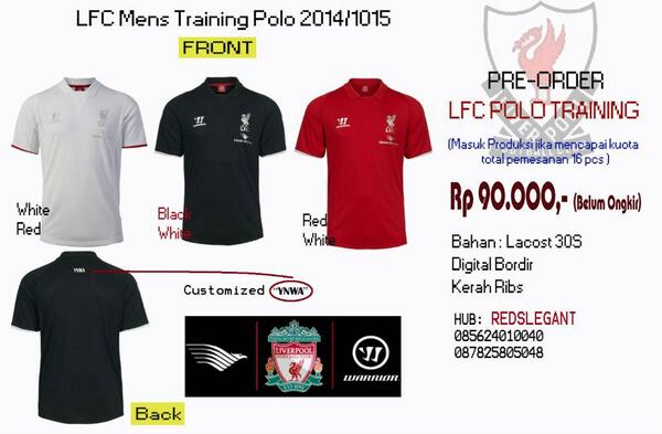 KingLukmanYNWA's tweet photo. Preorder Training Polo LFC/Rp. 90.000/bahan lacoste Bordir digital/Wrn Putih-Merah-Hitam/hub.Redslegant 085624010040 http://t.co/Ly9vqxrK5p