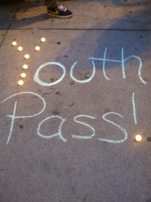 L_A_Ferraro's tweet photo. #YouthPass vigil. Standing together, supporting each other, and fighting for affordable transportation for youth! http://t.co/GQgNPltFMD