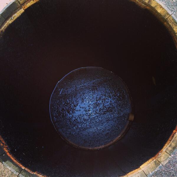 When dried, this wet #bourbon #barrel will make great smoking wood!