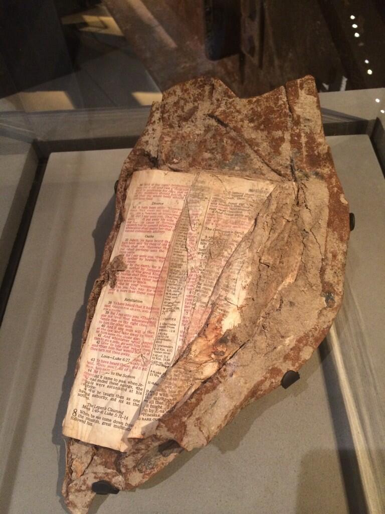 Renee Wells on Twitter "A bible burned into steel recovered from World
