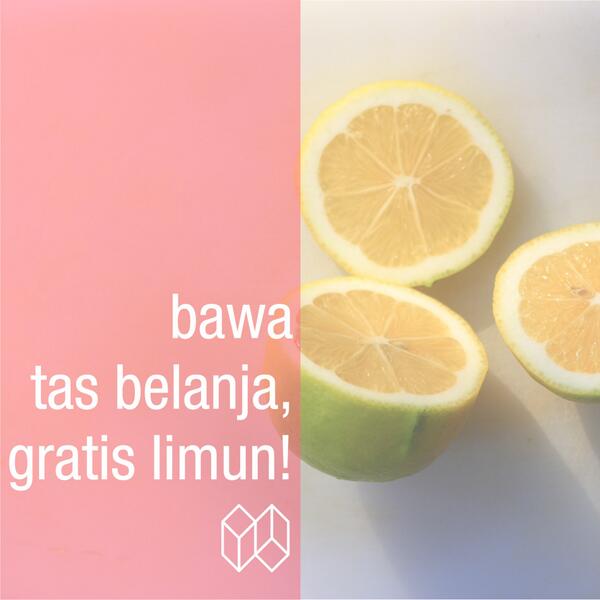 15 Juni nanti, kalau kamu bawa tas belanja sendiri, dapat gratis limun selama persediaan masih ada! #BDGoGreen #bdg