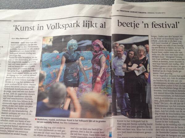 Mooie recensie over Kunst in het Volkspark in de krant van vandaag!