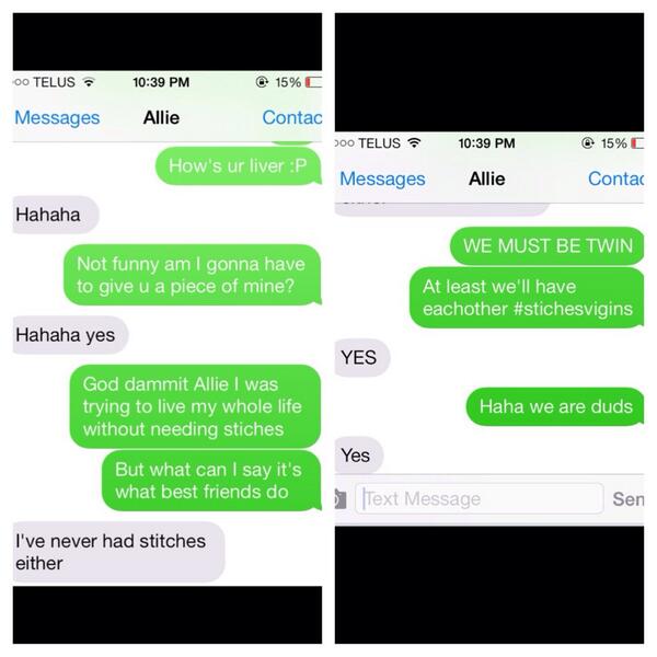 dernhobday's tweet image. Just a typical convo between bestfriends #twins👯 #liverissues @_allielonglegs