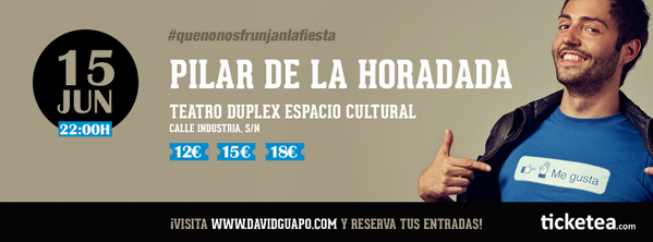 ElClubdeGuapo's tweet photo. ¿Quién se viene este domingo al monologaco de @davidguapo en @duplex2013 de #PilarHoradada? ☛http://t.co/r36zZz2hnc http://t.co/vpQsoqyclu