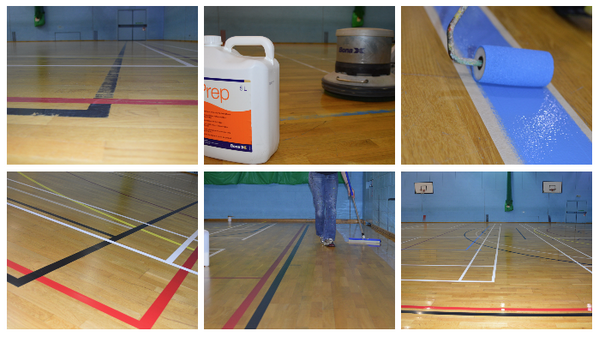 Scrub Clean, remark, update basketball court and re-seal. Job completed in just 5 days.