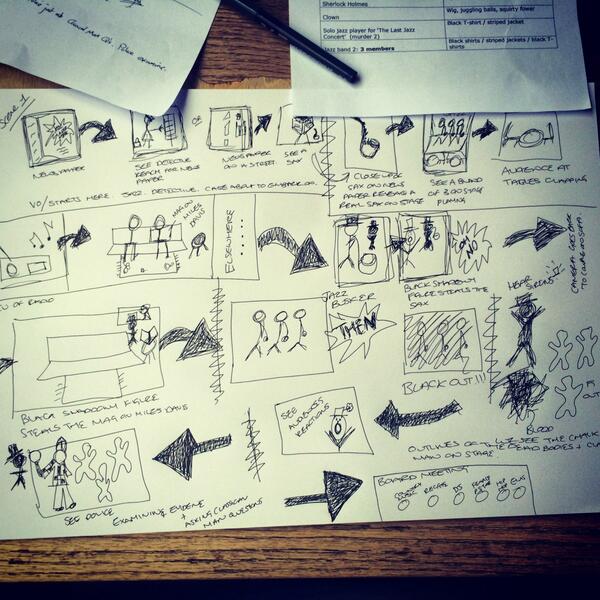 FIEWorkshops's tweet image. Quick story boarding session for our 'film noir' with Year 5 on the theme of 'Jazz!'