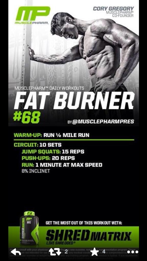 CoryG on X: MusclePharm Fat Burner #68 Workout of the Day by