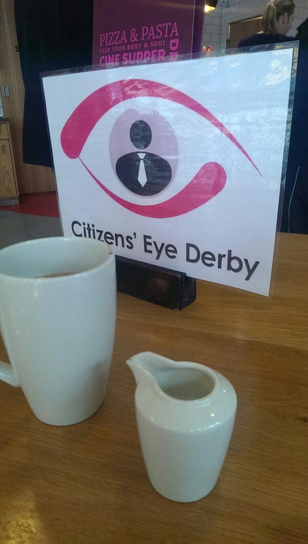 We're here in the cafe at <a href="/derbyquad/">Derby QUAD</a> Come over, say hi &amp; find out about #communityreporting