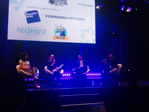 matthewclifford's tweet photo. .@EntreFirst co-founder @Alicebentinck on stage with @mikebutcher at the Europas, talking about global ambition http://t.co/j8ZrIXgMeD