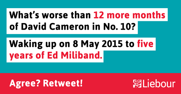 Liebour's tweet photo. Wake up happy on 8 May 2015 -- don't vote for Labour. http://t.co/Gf9fHCGAti