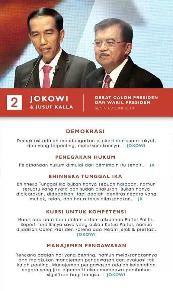Beberapa poin penting Visi &amp; Pesan JokowiJK di Debat Presiden semalam. Konsep kuat, untuk aksi nyata! #PresidenNomer2