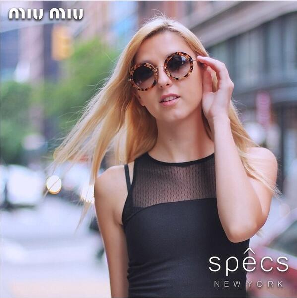 SpecsNewYork's tweet photo. Melissa looking stunning in #MIUMIU Noir "full circle" 
Medium frame 
Tortoise shell 
Gradient lens
Logo lettering http://t.co/Ht04Hw3xgQ