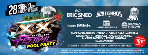 AltiplanoFest's tweet photo. Regalamos entrada GRATIS Siguenos y haz RT!!
A las 20:00 decimos ganador, GOO!! #XXAltiplanofestival #poolparty http://t.co/M8mHE74a1M