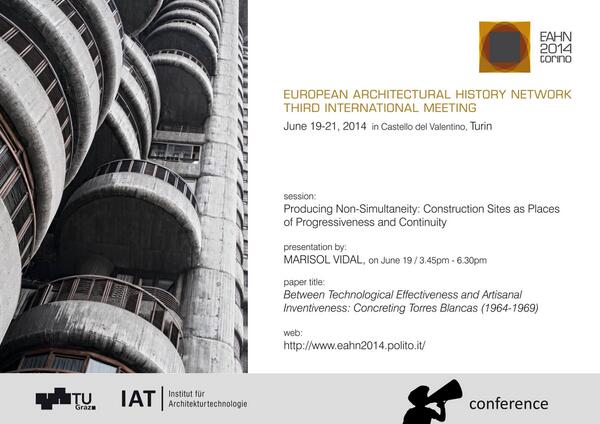IAT_TUGraz's tweet photo. EUROPEAN ARCHITECTURAL HISTORY NETWORK ´14 @eahn_org
19-21 June 2014 #Turin 
presentation by: MARISOL VIDAL http://t.co/wYdMKHHSk6