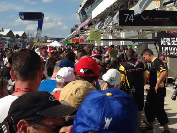 IMSA's tweet image. #LM24 autograph session happening now and somewhere in that sea of humanity are the @CorvetteRacing drivers! #IMSA