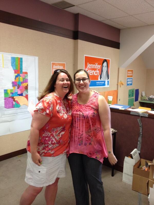 CUPE129's tweet image. .@CandaceRennick and @erinbharrison supporting @jennkfrench.  The campaign office is a busy place. #StopHudak
