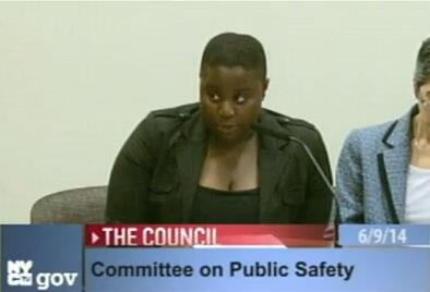 RedUPnyc's tweet photo. Screencap of RedUP member @surmadam doing testimony  @NYCCouncil Public Safety hearing on #accesstocondoms yesterday http://t.co/Lnpcgxqen6