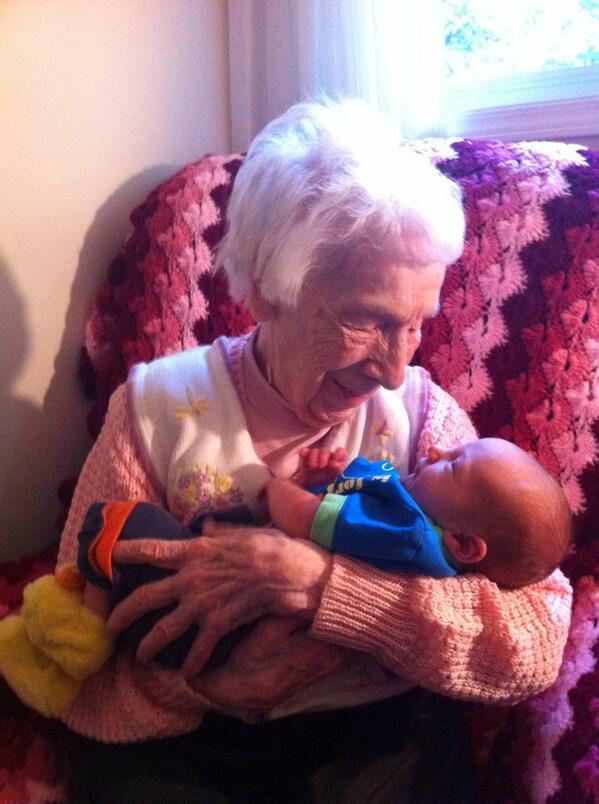 jordelorme's tweet image. Jasper got to visit great-great-grandma Ida yesterday. #FiveGenerations