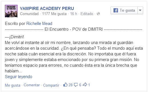 VampireAcademyP's tweet photo. "El Encuentro" #POVDimitri
Escrito por @RichelleMead - Léelo completo en nuestro fb 
http://t.co/YNojXUgT72 #VAFamily http://t.co/MCk4z1kFkV