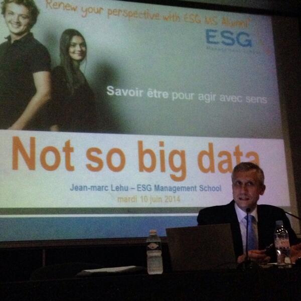 Psbeduparis's tweet photo. Conférence @alumniPoleESG "Not so big data" avec Jean-Marc Lehu professeur à l'ESG MS http://t.co/L92zLgzUcp