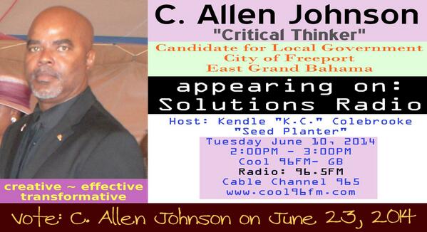 Tune In at 2PM today (6/10) &amp; be informed. C. Allen Johnson <a href="/allencjohnson/">C. Allen Johnson</a> will be on Cool 96.5FM on GB. [Cable 965]