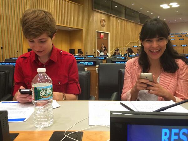 NesbittHills's tweet photo. @EriKlaes &amp; @sofiastweets get tweeting awaiting the start of #UNICEFActivate at UNHQ @UNICEFTalk @UNICEF http://t.co/fgChmc8GmQ