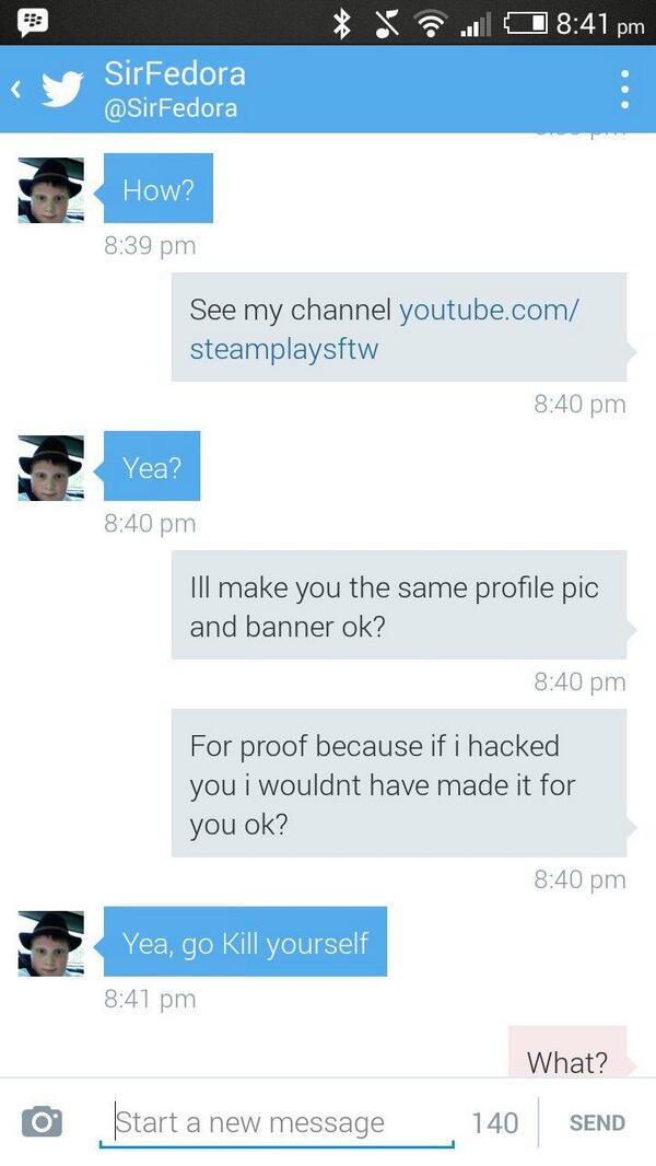 SteamPlaysFTW's tweet photo. #DramaAlert@KEEMSTARx @BBCBreaking@@SirFedora 
DEATH THREATS! http://t.co/lHr8RJ8TqB