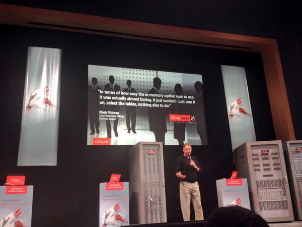 18Galeno's tweet image. MT @db_inmemory: @markrittman Larry was happy you were bored on #OracleDBIM beta b/c it was so simple to use! #DB12c