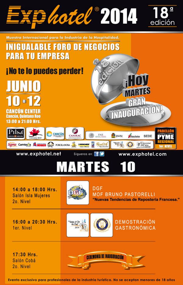ExpoHotelCancun's tweet photo. Hoy, Hoy, Hoy, comienza Exphotel 2014. No faltes!!!!! http://t.co/d3sIRAYBxT http://t.co/FR93m9EFYy
