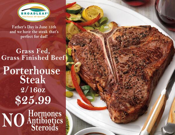 BroadleafGame's tweet photo. Grass Fed Beef Porterhouse Steaks! Awesome deal for #FathersDay ! #Fathersdaygifts #GrillGame #grassfedbeef #steak http://t.co/ZcMPqetMuU