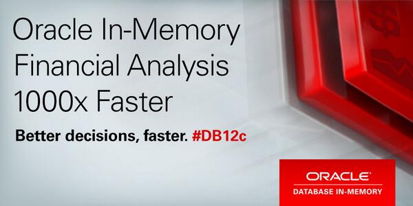 OracleDatabase's tweet image. Financial Analysis 1000x faster with #DB12c #OracleDBIM  wow!  that is fast!