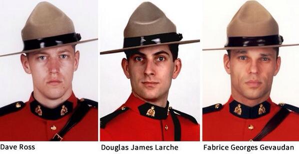 MadelnCanada's tweet photo. Three men who sacrificed their lives in order to protect and serve a community. May you Rest in Peace. #RCMPFallen3 http://t.co/BttCRTsnFM