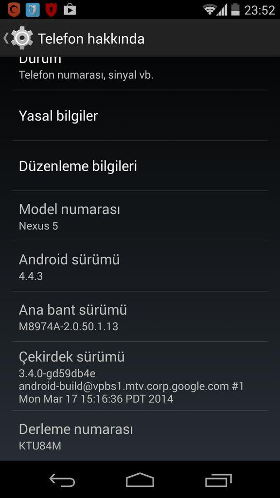 BenOguzhanCal's tweet image. #android443&apos;e güncellenen #Nexus5 ekran görüntüsü..