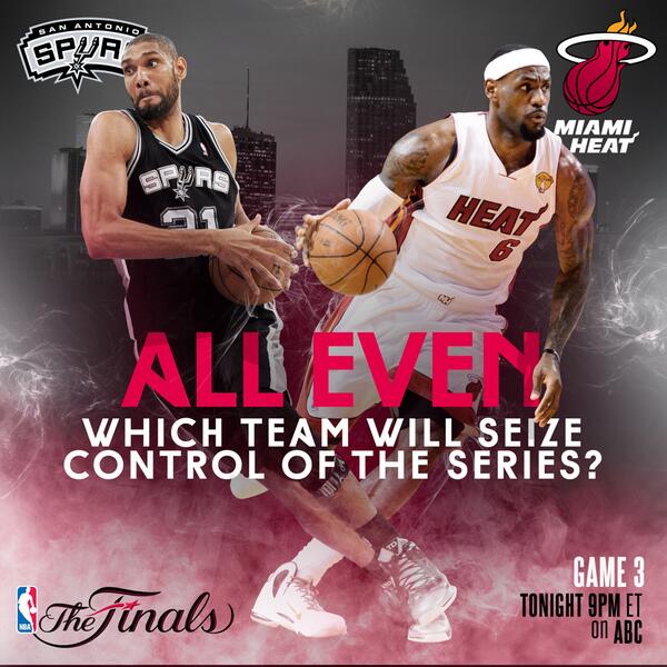 The winner of Game 3 following 1-1 has gone on to win the #NBAFinals 83% of the time (30-6)! 

Game 3: 9pm/et on ABC