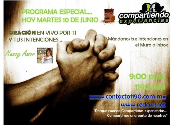 NANCYAMORR's tweet photo. Los invito me es escuchen en este programa especial, para estar unidos en oración. http://t.co/6yFcoTmNlG