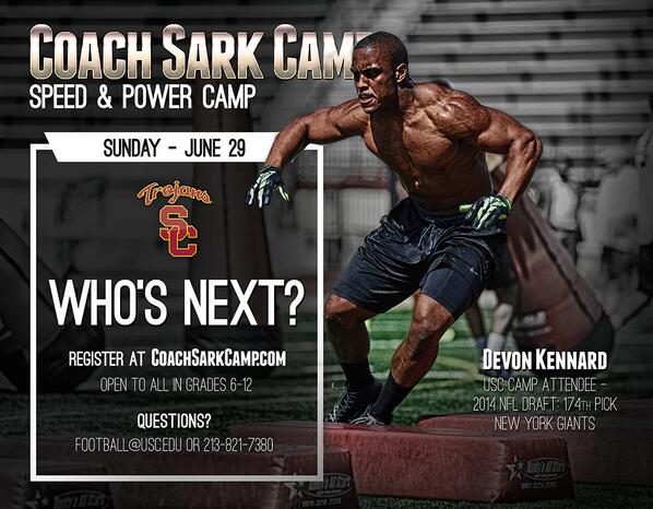 Train like Trojans at the Speed &amp; Power Camp led by Ivan Lewis &amp; the USC strength staff. Info: coachsarkcamp.com