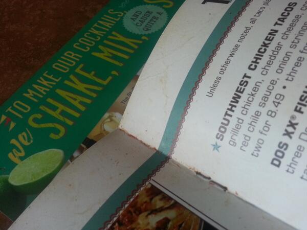 TellUsQuickly's tweet image. Wow. Dirty menus again. Wish customers didn't have to post on Twitter. Y'all need TellUsQuickly bad. @ontheborder