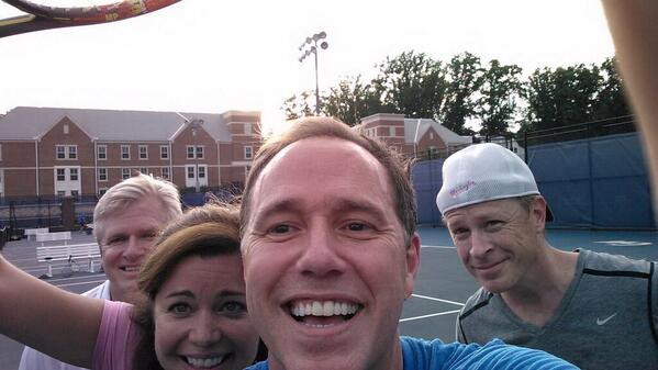 JimHandly's tweet photo. You nailed it @dougkammerer sunshine on the courts w/ @jbnbcwsh #Hammerer @nbcwashington http://t.co/bfCTN1JvH7