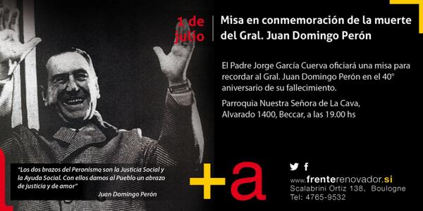 SebasGalmarini's tweet photo. Quiero invitar a todos a recordar al Tte. Gral. Juan Domingo Perón a 40 años de su muerte.
Los espero! http://t.co/hT2lkouoNC