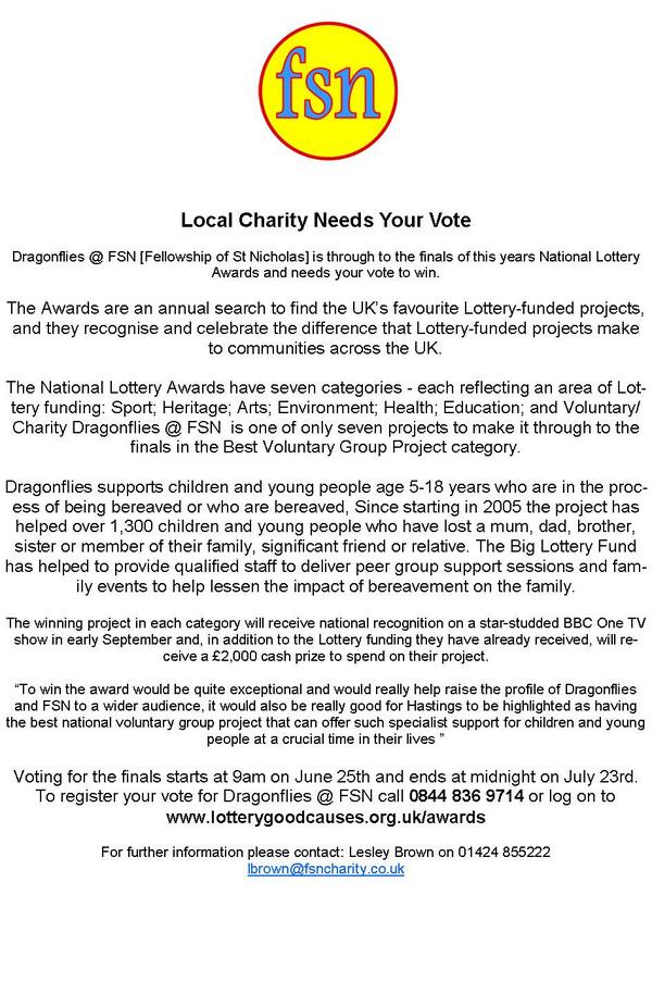 Dragonflies1066's tweet photo. @BexhillObs Please retweet for us!!!
Vote for your local charity! http://t.co/1Qswyb4JhD