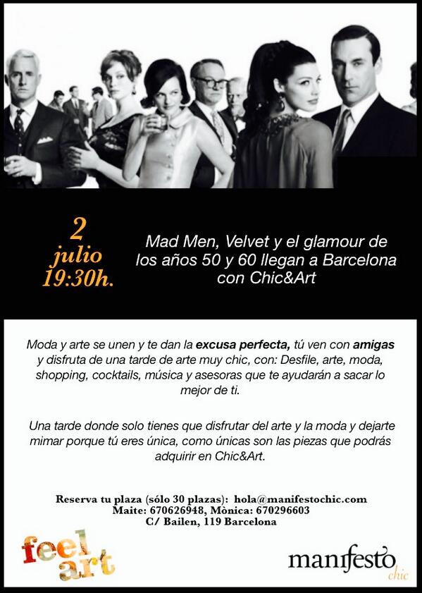 Si te gusta #velvet ,#madmen y #sexandthecity no puedes perderte nuestro próximo evento el día 2 julio en Barcelona